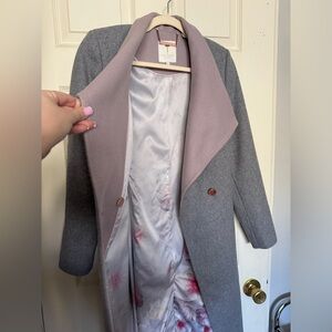 Ted Baker Ellgenc Long Belted Wrap Wool Coat - Heather Grey - Size 2